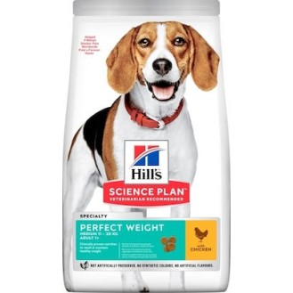 Hill's Science Plan Adult Perfect Weight Medium 12kg Dry Diet Food for Adult Medium Breed Dogs with Chicken