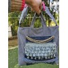 boho corduroy embellished ''denim '' blue handbag 