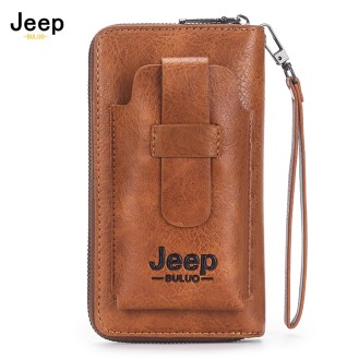 Long men's wallet PU Leather Jeep Buluo 2162-B Coffee