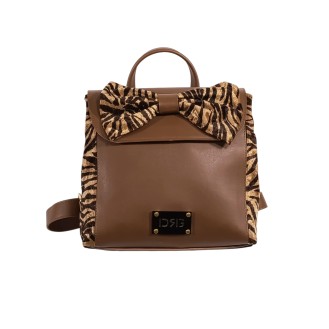 Zebra Bow Backpack Brown Zebra Bow Backpack Brown