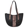 Women's Animal Print Curved Tote Bag 26135-1210 De Raggi Black Women's Animal Print Curved Tote Bag 26135-1210 De Raggi Black