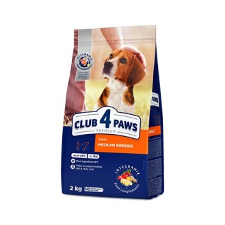 CLUB 4 PAWS Premium for medium breeds. Complete dry pet food for adult dogs2kg