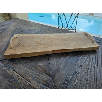 wooden vintage long platter with rope handles 