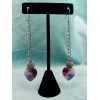 Purple Swarovski Hearts Long Earrings 