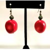 Red Coral & Antique Bronze Earring