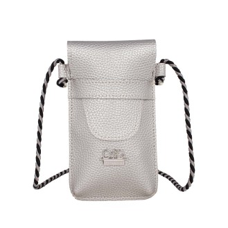 Women's Neck Pouch for Phone & Card in Silver