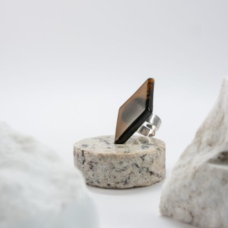Statement Rhombus Ring Beer (brown + silver) Statement Rhombus Ring Beer (brown + silver)