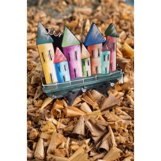 Wooden Hanger with Houses 