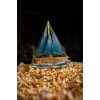 Wooden Boat with 3 Colored Wooden Sails Turquoise
