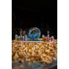Ωmega Wooden Clock with 10 Houses Blue