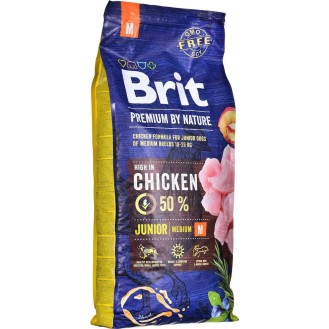 Brit Premium by Nature Junior Medium 15kg Dry Food for Medium Breed Puppies with Chicken