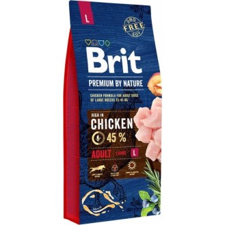 Brit Premium by Nature Adult Large 15kg Dry Food for Large Breed Adult Dogs with Chicken