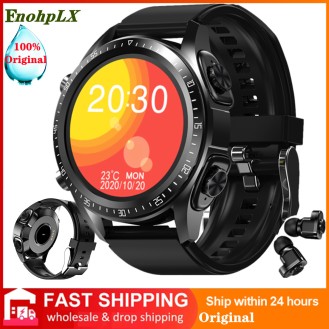 2 in 1 TWS Blue Tooth Earphone Smart Watch Wireless Headphone HIFI Music Headset Earbuds 1.28 Inch Heart Rate Sports Smartwatch