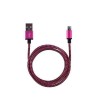 Braided MicroUSB Cable For Smartphones Fast Charging / Sync Pink Braided MicroUSB Cable For Smartphones Fast Charging / Sync Pink